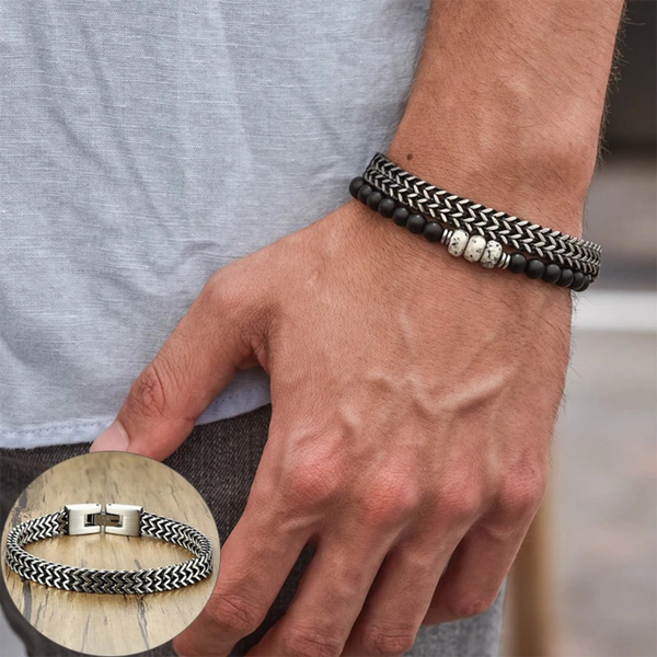Pulseira Masculina VNOX Corrente Dupla Curb