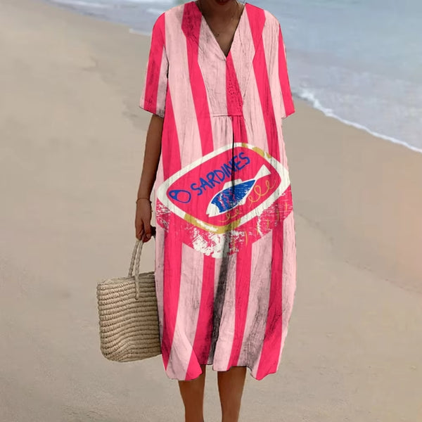 Vestido de Linho Midi Havaiano